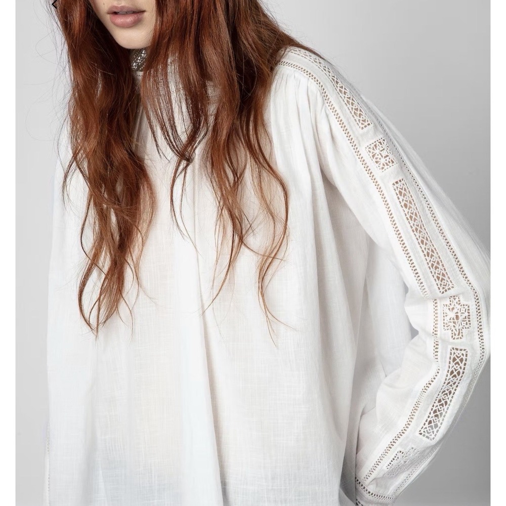 Zadig & Voltaire Teddy Eyelet Trim Blouse Judo M